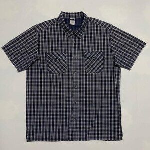 Short Sleeve Plaid Button-Up Shirt